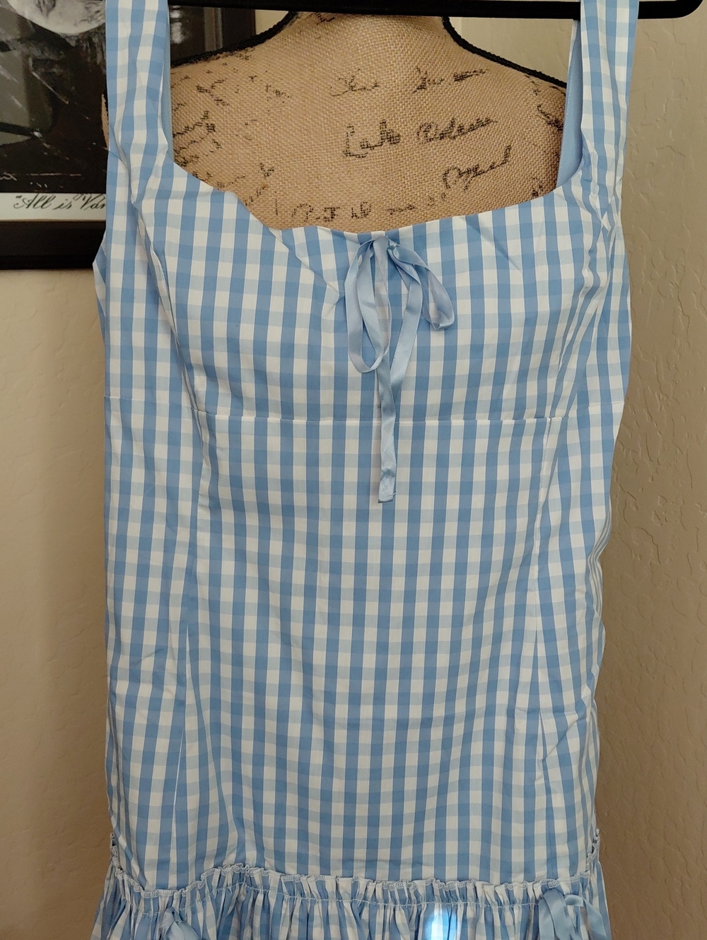 Sugar Thrillz 1x Blue and White Gingham Tie-Front Chemise Mini Dress